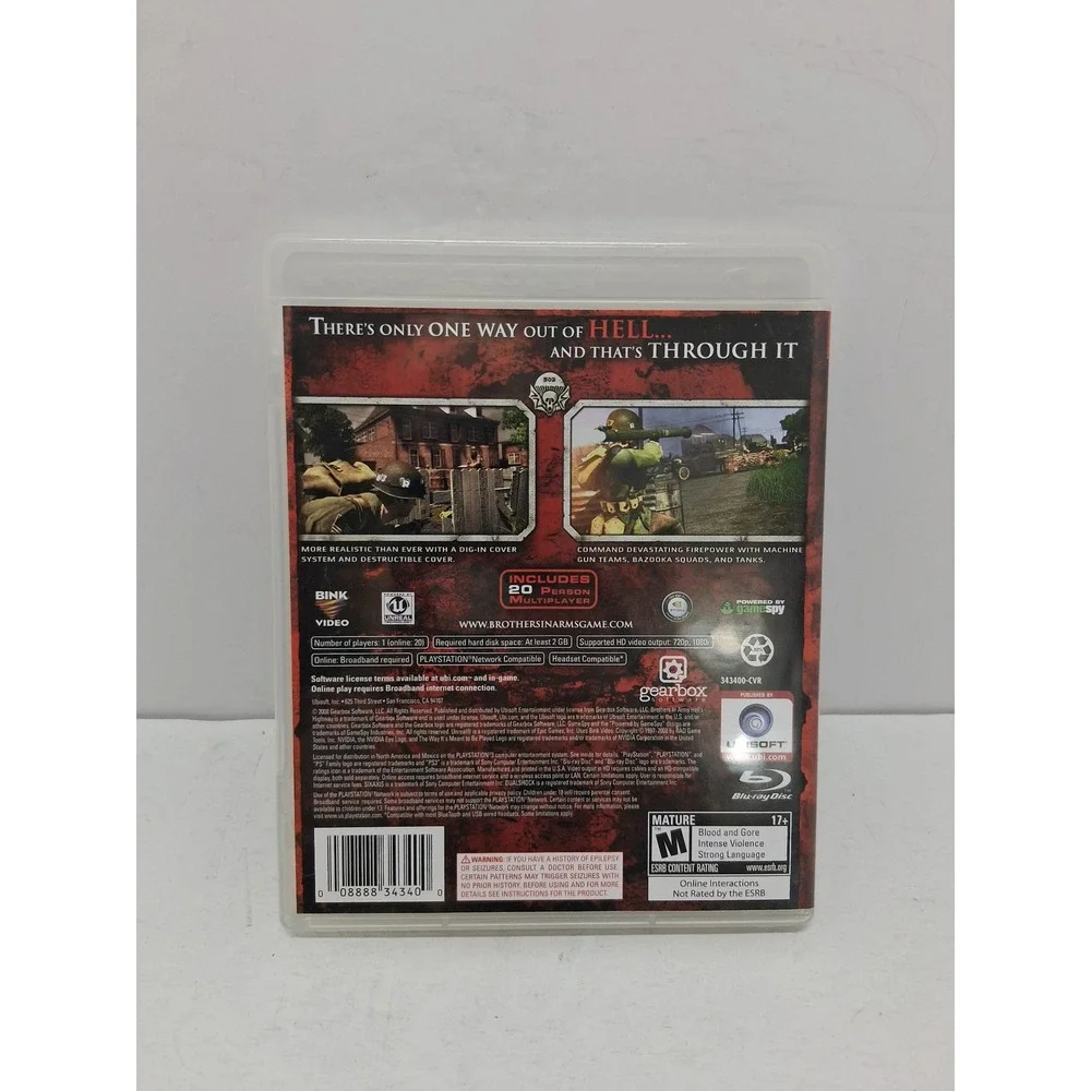 Brothers in Arms Hells Highway Sony PlayStation 3 PS3 Game Ubisoft WWII Tactical